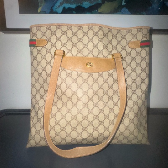 Gucci Handbags - Gucci Signature Tote with Tan Straps
